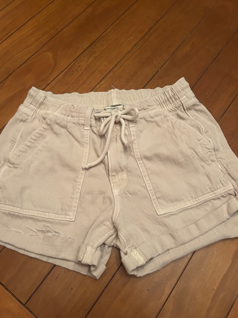 American Eagle Tan Drawstring Shorts Size 8 Casual Summer